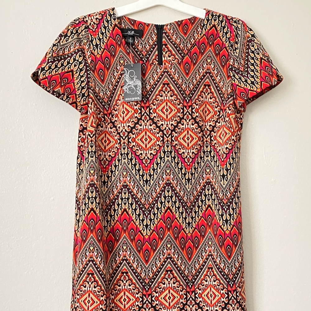 NWT Geometric Print Formal Sheath mini Summer Dress Size 6